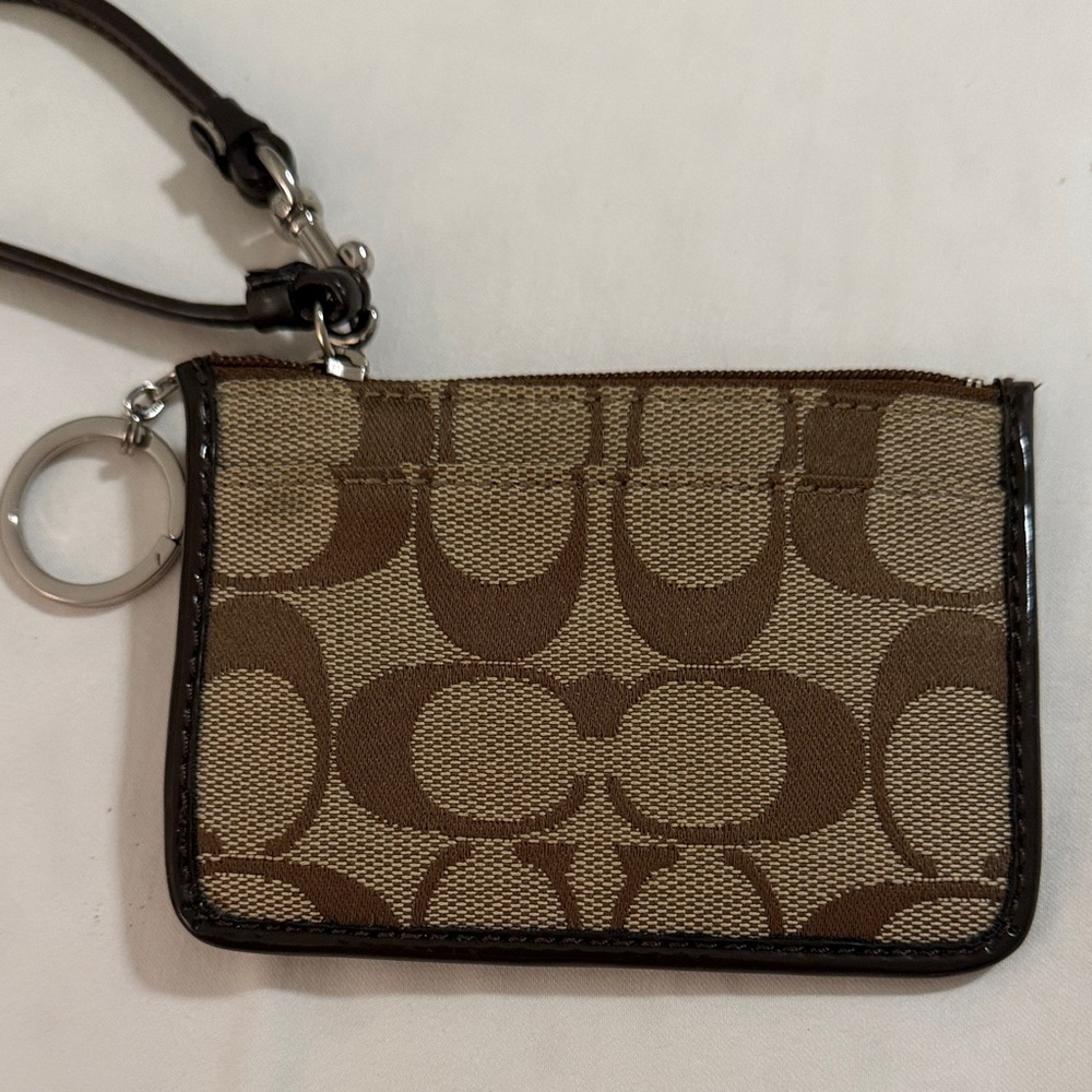 Coach Brown and Tan Signature Wristlet